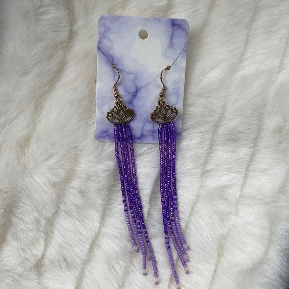 Handmade Purple Dangling Earrings NWT